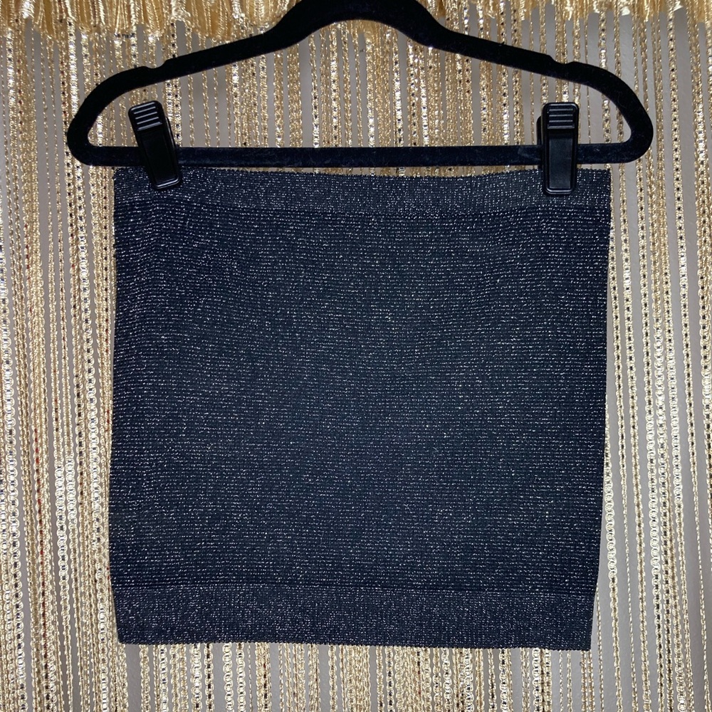 Urban outfitters black glitter tube top crop top y2k style